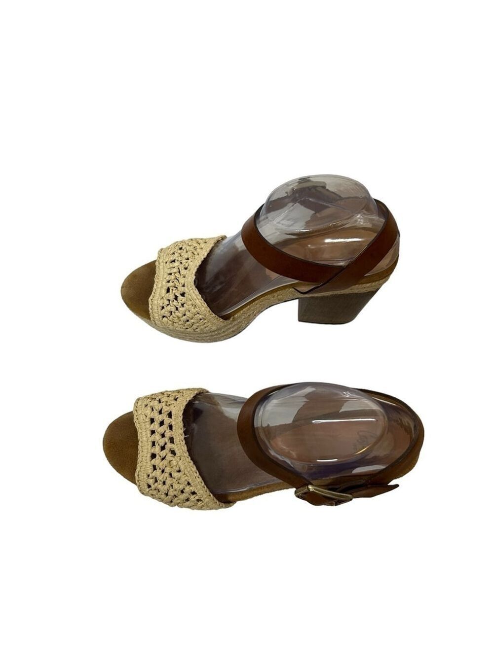 CASTAÑER Leather Colorblock Neutral Pattern Chunky Block Heel Sandals - Picture 14 of 16